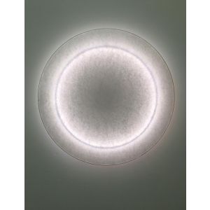  Runde MOODMOON White Wandleuchte von Ingo Maurer, 60 cm Durchmesser, aus japanischem Papier, blendfreies warmweißes Licht, stufenlos dimmbar.