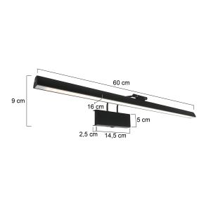 Steinhauer Lighting LED-Wandleuchte LITHO LED Schwarz 60 cm 2431ZW