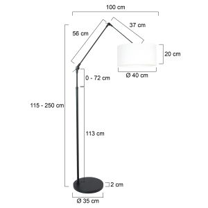 Steinhauer Lighting Stehleuchte PRESTIGE CHIC Schwarz Weiß Leinen 40 cm 8114ZW