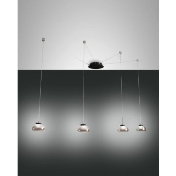 Fabas Luce 4er-LED-Pendelleuchte ARABELLA grau 3547-49-126