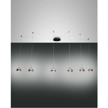 Fabas Luce 6er-LED-Pendelleuchte ARABELLA grau 3547-46-126