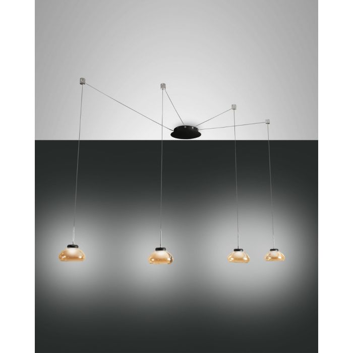 Fabas Luce 4er-LED-Pendelleuchte ARABELLA amber 3547-49-125