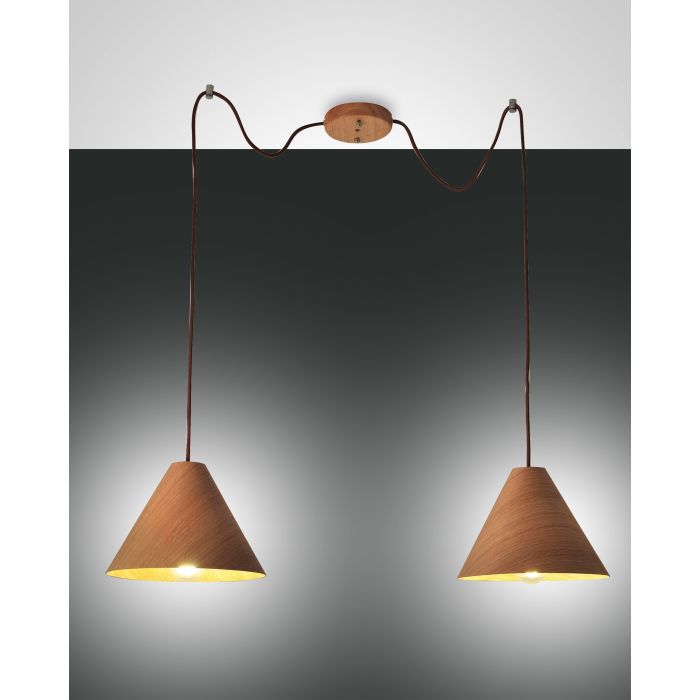 Fabas Luce 2er-Pendelleuchte ESINO Walnuss 3630-46-130