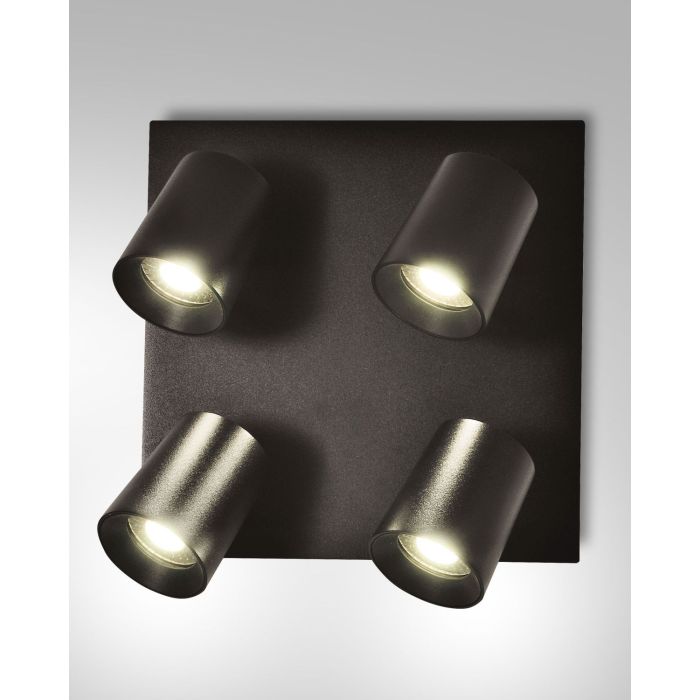 Fabas Luce 4er-Deckenspot MODO Schwarz 24 cm 3451-84-101