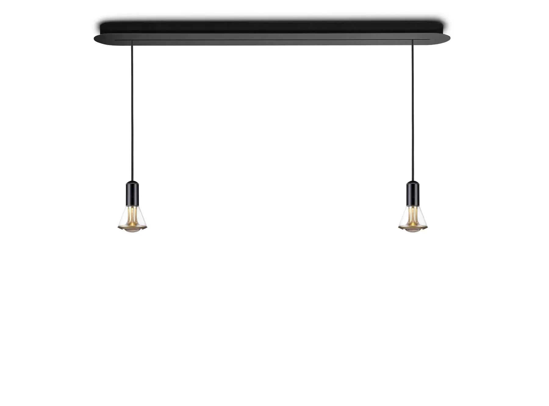 Less´n´more ETHICS LED-2er-Pendelleuchte, Schiene 119 cm, innen Gold, Kristallglas, phasendimmbar E-2PL-1190-P-KGS-GC 4251908599516