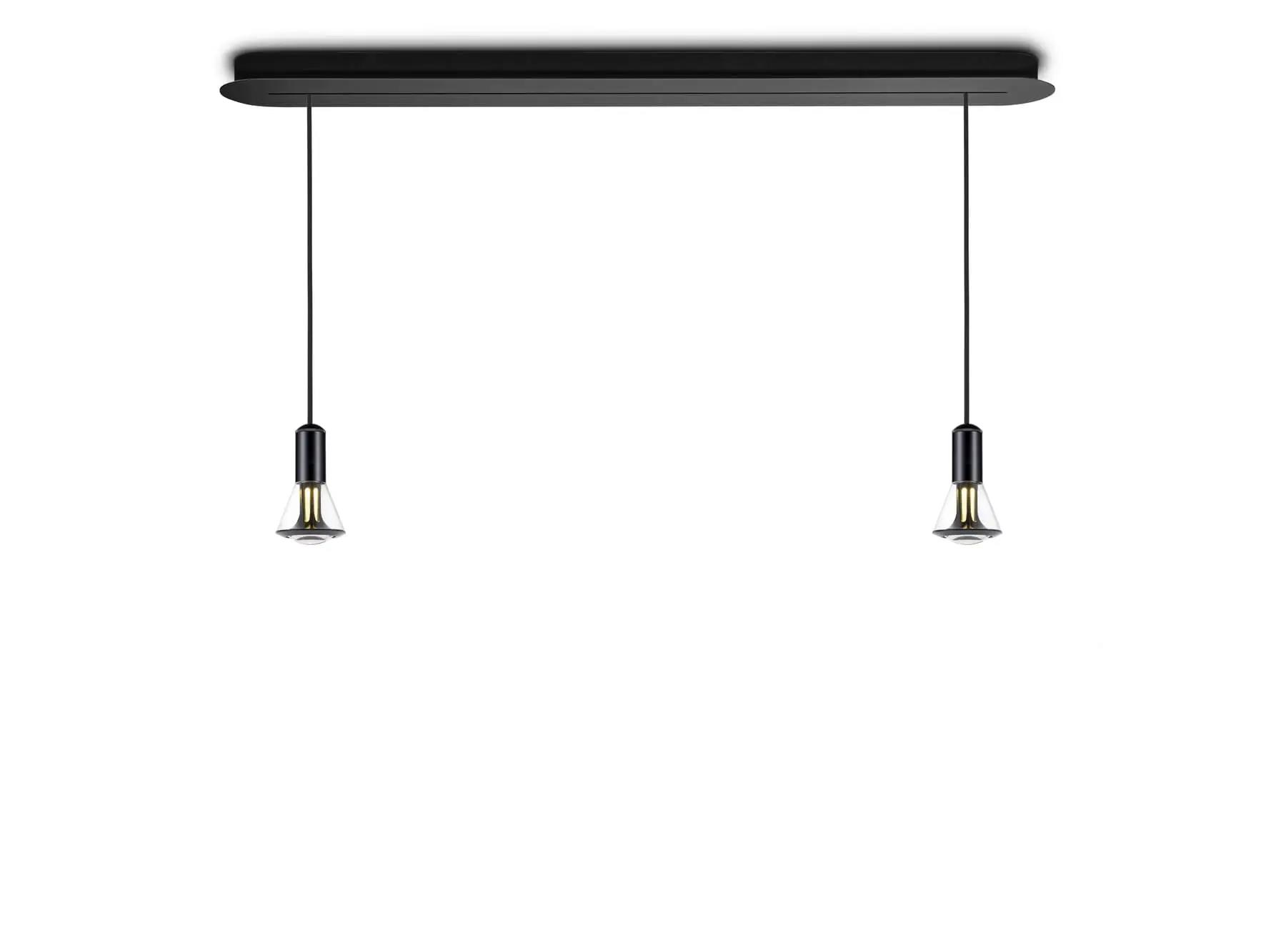 Less´n´more ETHICS LED-2er-Pendelleuchte, Schiene 119 cm, innen Schwarz, Kristallglas, phasendimmbar E-2PL-1190-P-KSS-GC 4251908599523